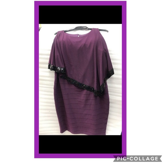 Adrianna Papell EMBELLISHED TRIM CAPE DRESS - Picture 2 of 3